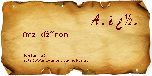 Arz Áron névjegykártya